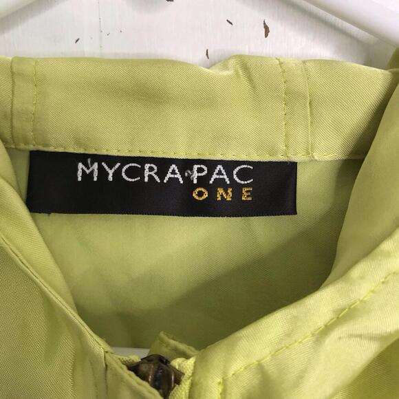 Mycra PAC Raincoat Womens S M Slicky Hooded Packable Lime Full Zip Pockets - Picture 10 of 12